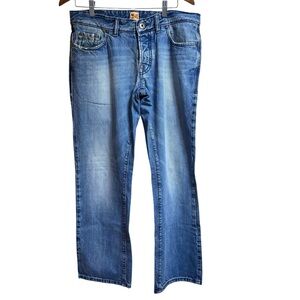 Hugo Boss‎ Orange Mens Straight Leg Jeans Blue Denim Button Fly Medium Wash #832